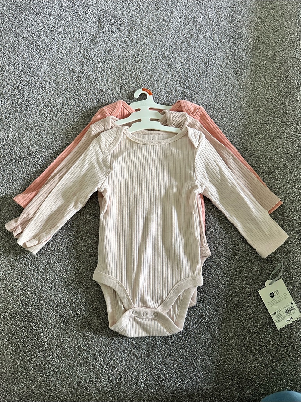 Cloud Island Baby Ribbed Long-Sleeve One-Piece Bodysuit Onesies - 3 Pack